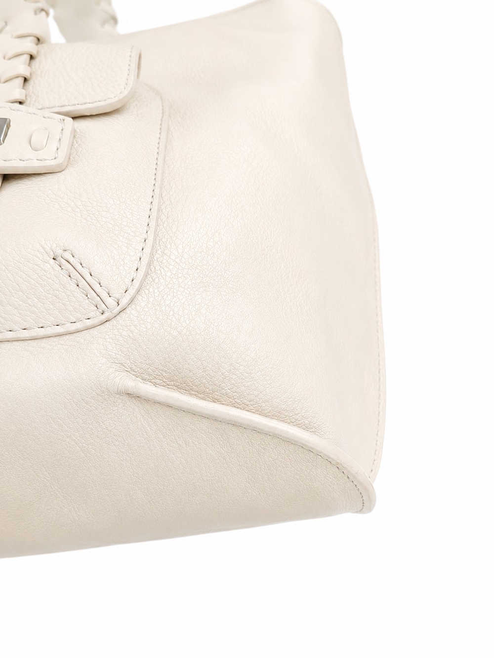Michael Kors Cream Leather Tote/ShoulderBag with Braided Strap Silver Hardware - Picture 9 of 15